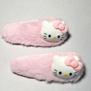 Hello Kitty Pink Fuzzy Hair Clips - NWT 2pcs
